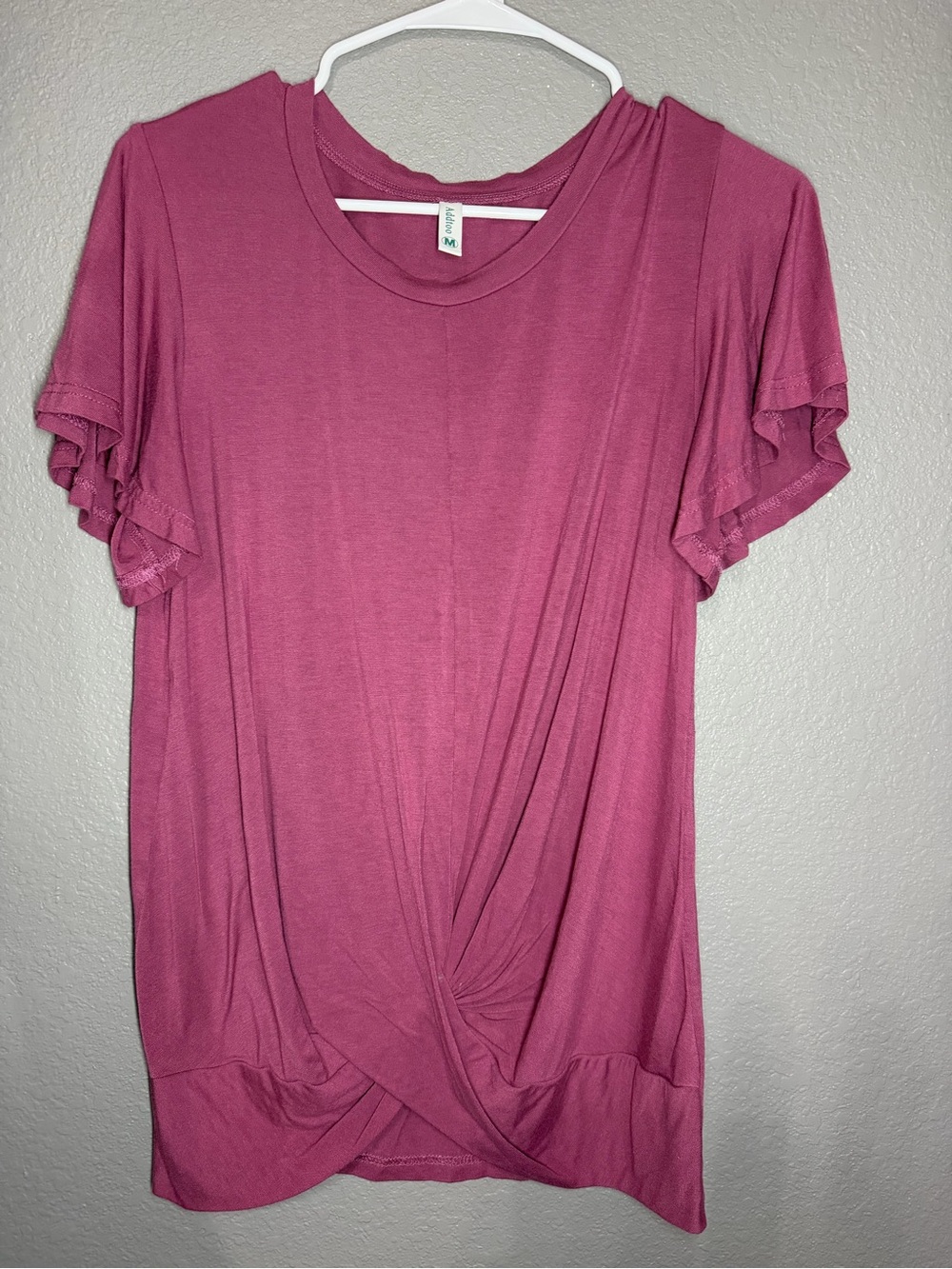 Soft Twist-Front Short Sleeve Top - Pink